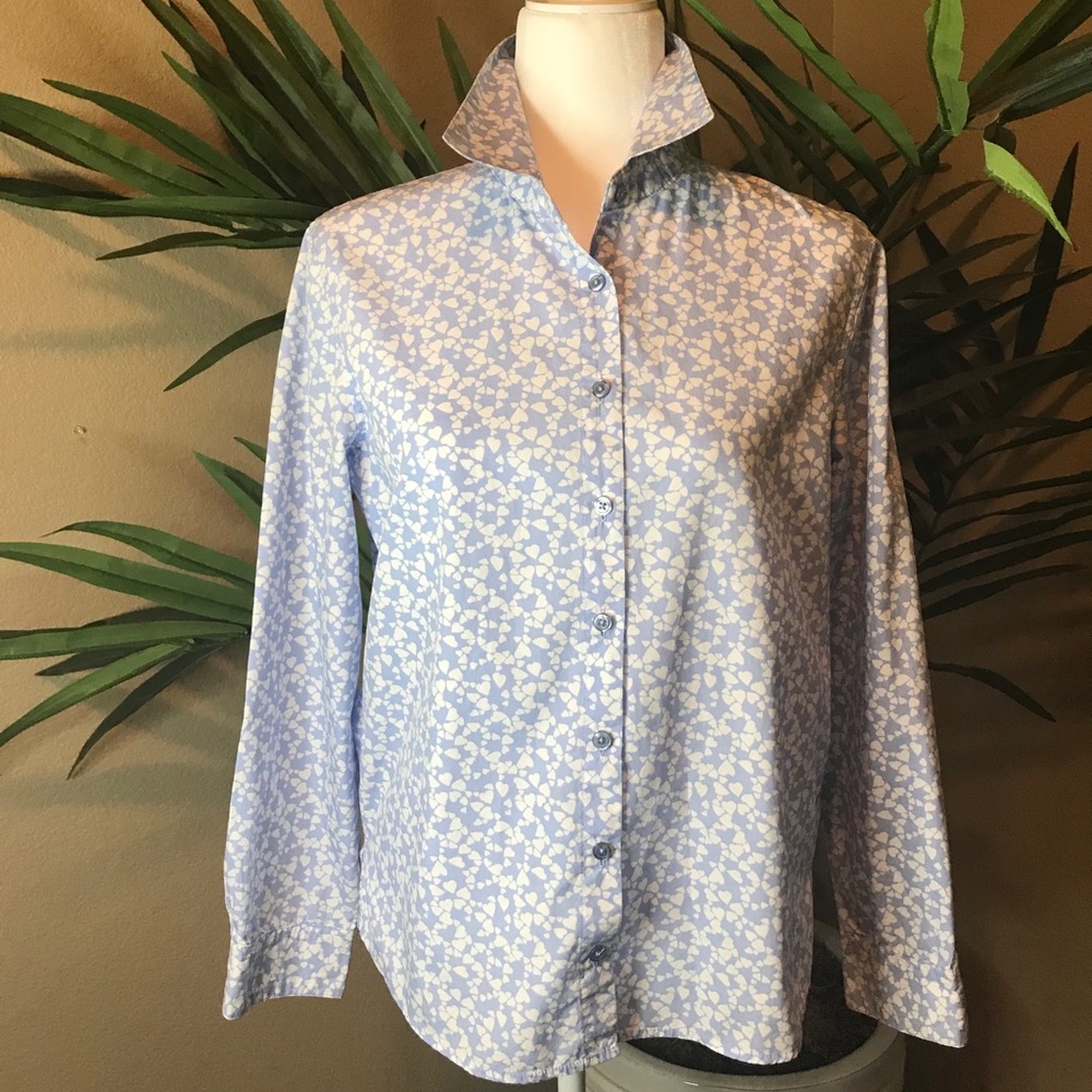 ORVIS Hearts Print Button Down Shirt -100% Cotton - Picture 4 of 16